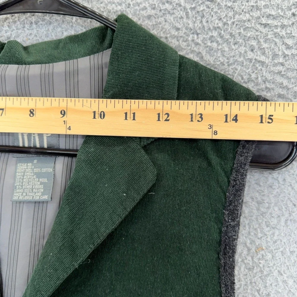 Vintage Gap Corduroy Vest Men Small Green Notched Lapel Button Up 90s Y2K